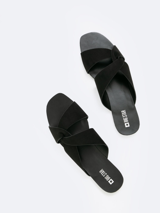 Dámske čierne šlapky eko koža JJ274519 906